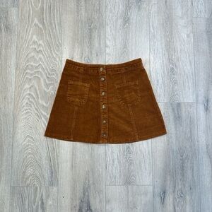 Brandy Melville Brown Corduroy Button-Front Skirt